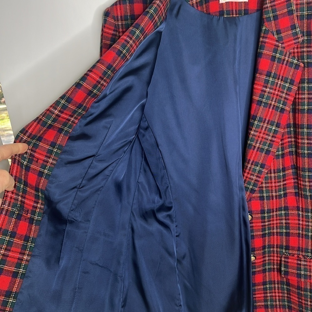 Pendleton Size 16 Wool Tartan Red Green Blue Blazer Fully Lined New with Tags - Picture 12 of 12